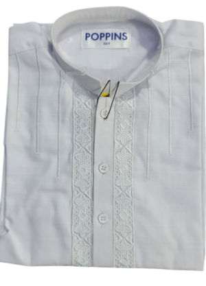 White Pop Ribbon Embroidery Medium Kurta