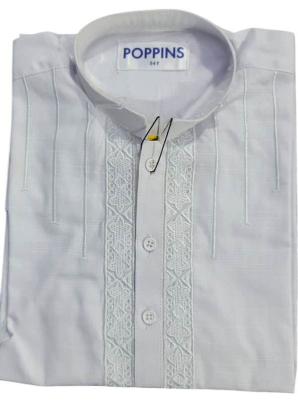 White Pop Ribbon Embroidery Medium Kurta